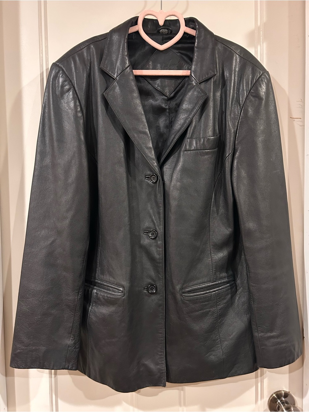 Vintage Black Leather Blazer Jacket